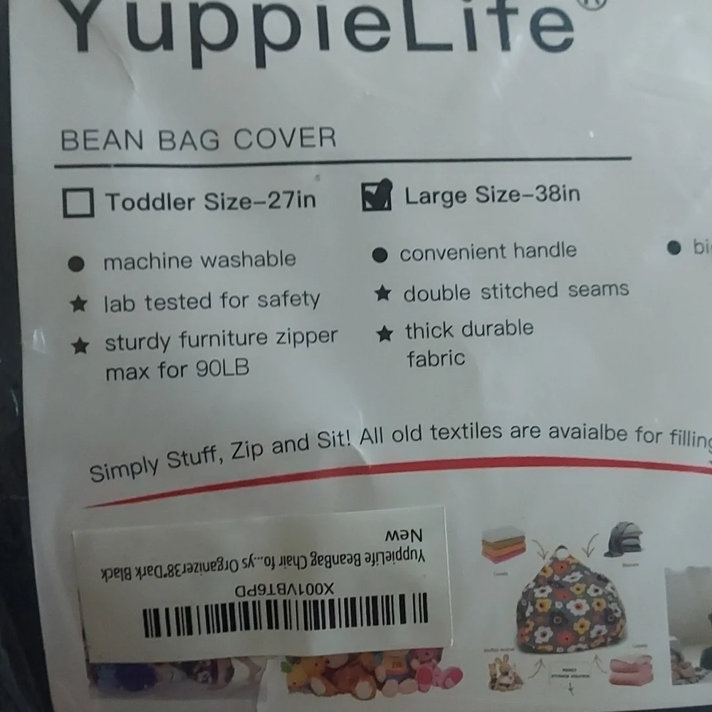 Yuppielife bean cover only! New size L  - 38 in